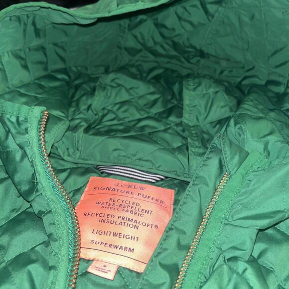 New J.Crew Signature Puffer $200 Womans Small Quilted Green Hooded Jacket luxury - Picture 8 of 9